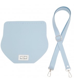 Çanta Aksesuar Suni Deri 21x19 cm Kapaklı ve Ayarlı Saplı Çanta Seti Bebe Mavi Renk Gümüş Metalli