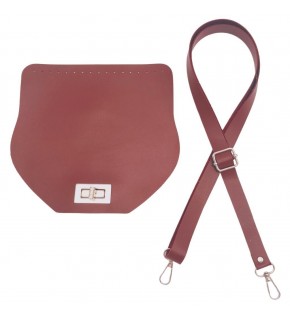 Çanta Aksesuar Suni Deri 21x19 cm Kapaklı ve Ayarlı Saplı Çanta Seti Bordo Renk Gümüş Metalli