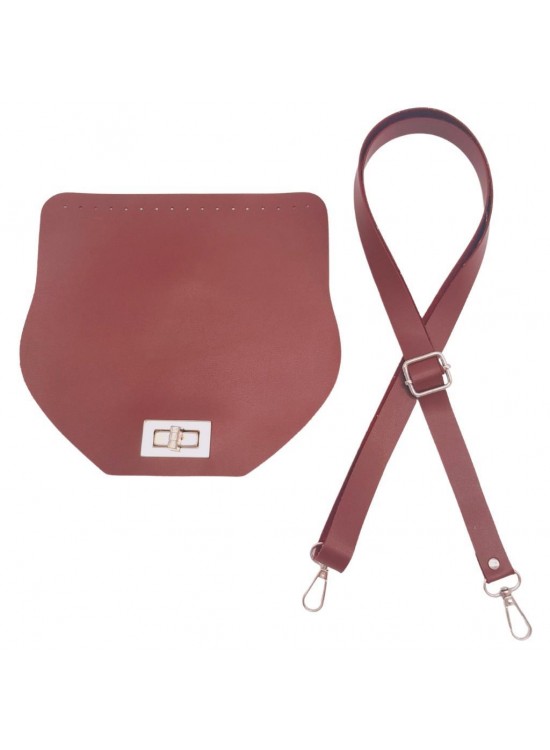 Çanta Aksesuar Suni Deri 21x19 cm Kapaklı ve Ayarlı Saplı Çanta Seti Bordo Renk Gümüş Metalli