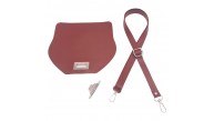 Çanta Aksesuar Suni Deri 21x19 cm Kapaklı ve Ayarlı Saplı Çanta Seti Bordo Renk Gümüş Metalli