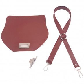 Çanta Aksesuar Suni Deri 21x19 cm Kapaklı ve Ayarlı Saplı Çanta Seti Bordo Renk Gümüş Metalli