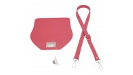 Çanta Aksesuar Suni Deri 21x19 cm Kapaklı ve Ayarlı Saplı Çanta Seti Fuşya Renk Gümüş Metalli