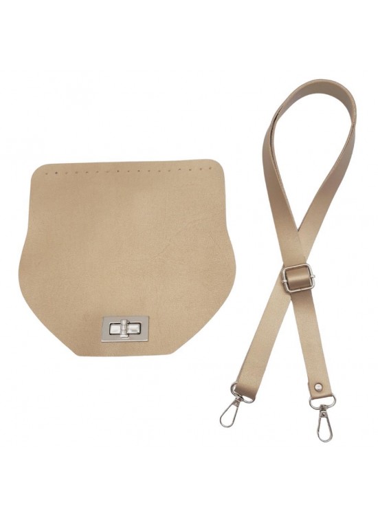 Çanta Aksesuar Suni Deri 21x19 cm Kapaklı ve Ayarlı Saplı Çanta Seti Gold Renk Gümüş Metalli