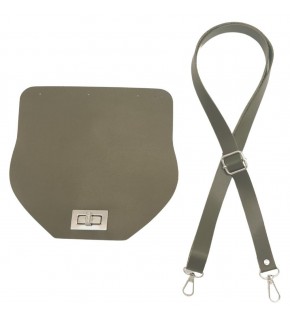 Çanta Aksesuar Suni Deri 21x19 cm Kapaklı ve Ayarlı Saplı Çanta Seti Haki Renk Gümüş Metalli