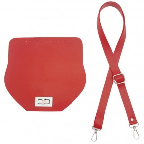 Çanta Aksesuar Suni Deri 21x19 cm Kapaklı ve Ayarlı Saplı Çanta Seti Kırmızı Renk Gümüş Metalli