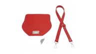 Çanta Aksesuar Suni Deri 21x19 cm Kapaklı ve Ayarlı Saplı Çanta Seti Kırmızı Renk Gümüş Metalli