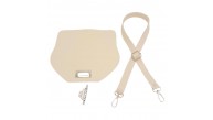 Çanta Aksesuar Suni Deri 21x19 cm Kapaklı ve Ayarlı Saplı Çanta Seti Krem Renk Gümüş Metalli
