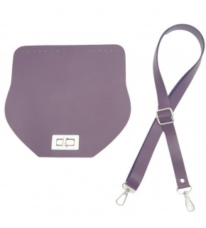 Çanta Aksesuar Suni Deri 21x19 cm Kapaklı ve Ayarlı Saplı Çanta Seti Mor Renk Gümüş Metalli