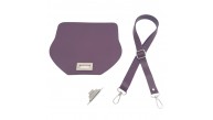 Çanta Aksesuar Suni Deri 21x19 cm Kapaklı ve Ayarlı Saplı Çanta Seti Mor Renk Gümüş Metalli