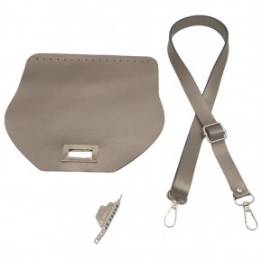 Çanta Aksesuar Suni Deri 21x19 cm Kapaklı ve Ayarlı Saplı Çanta Seti Parlak Gri Renk Gümüş Metalli