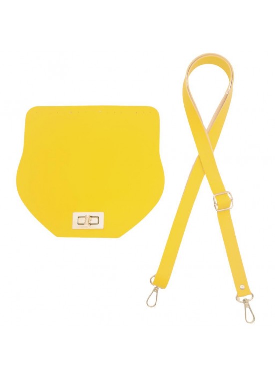 Çanta Aksesuar Suni Deri 21x19 cm Kapaklı ve Ayarlı Saplı Çanta Seti Sarı Renk Gümüş Metalli