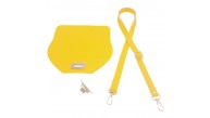 Çanta Aksesuar Suni Deri 21x19 cm Kapaklı ve Ayarlı Saplı Çanta Seti Sarı Renk Gümüş Metalli