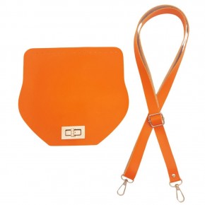 Çanta Aksesuar Suni Deri 21x19 cm Kapaklı ve Ayarlı Saplı Çanta Seti Turuncu Renk Gümüş Metalli