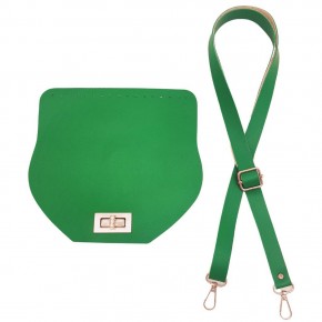 Çanta Aksesuar Suni Deri 21x19 cm Kapaklı ve Ayarlı Saplı Çanta Seti Yeşil Renk Gümüş Metalli