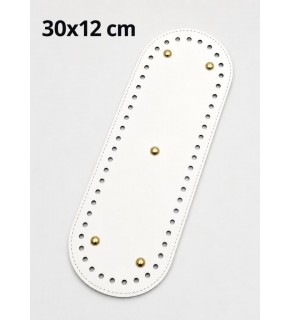 Çanta Aksesuar Suni Deri 30x12 Cm Oval Çanta Tabanı Beyaz Renk Light Gold Aparatlı