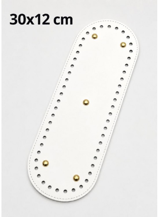 Çanta Aksesuar Suni Deri 30x12 Cm Oval Çanta Tabanı Beyaz Renk Light Gold Aparatlı
