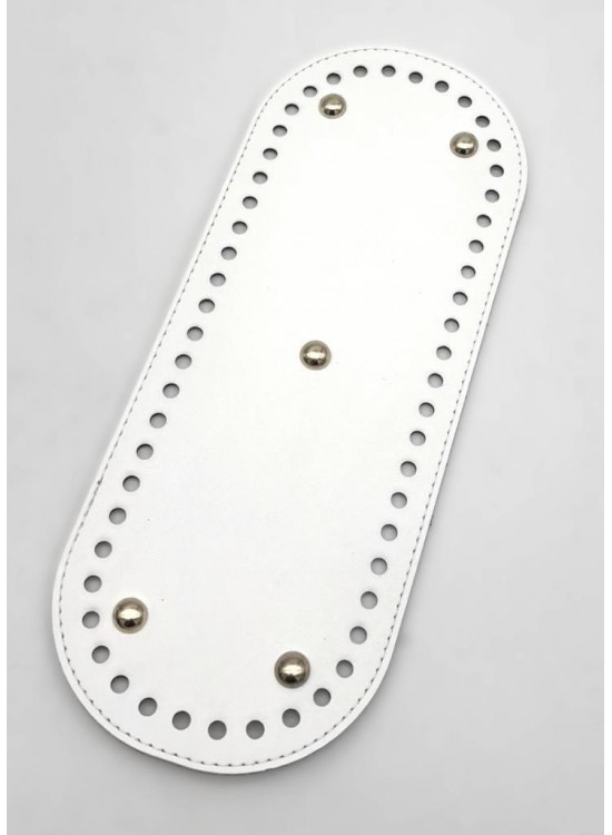 Çanta Aksesuar Suni Deri 30x12 Cm Oval Çanta Tabanı Beyaz Renk Silvery Aparatlı