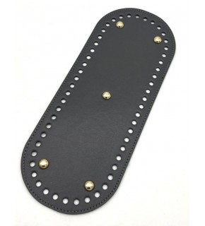 Çanta Aksesuar Suni Deri 30x12 cm Oval Çanta Tabanı Koyu Gri Renk Light Gold Aparatlı