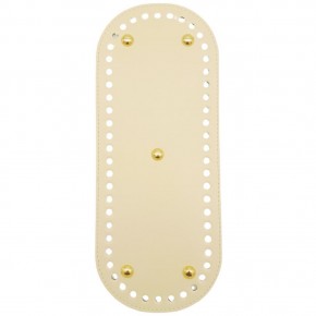 Çanta Aksesuar Suni Deri 30x12 cm Oval Çanta Tabanı Krem Renk Light Gold Aparatlı