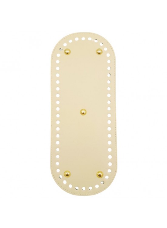 Çanta Aksesuar Suni Deri 30x12 cm Oval Çanta Tabanı Krem Renk Light Gold Aparatlı