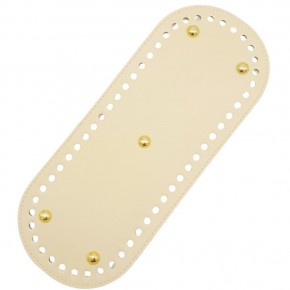 Çanta Aksesuar Suni Deri 30x12 cm Oval Çanta Tabanı Krem Renk Light Gold Aparatlı