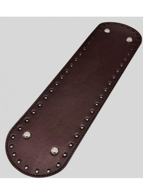 Çanta Aksesuar Suni Deri 37x10 cm Oval Çanta Tabanı Koyu Kahve Renk Gümüş Aparatlı