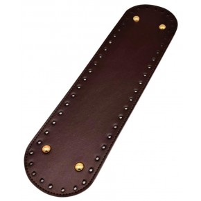 Çanta Aksesuar Suni Deri 37x10 cm Oval Çanta Tabanı Koyu Kahve Renk Light Gold Aparatlı