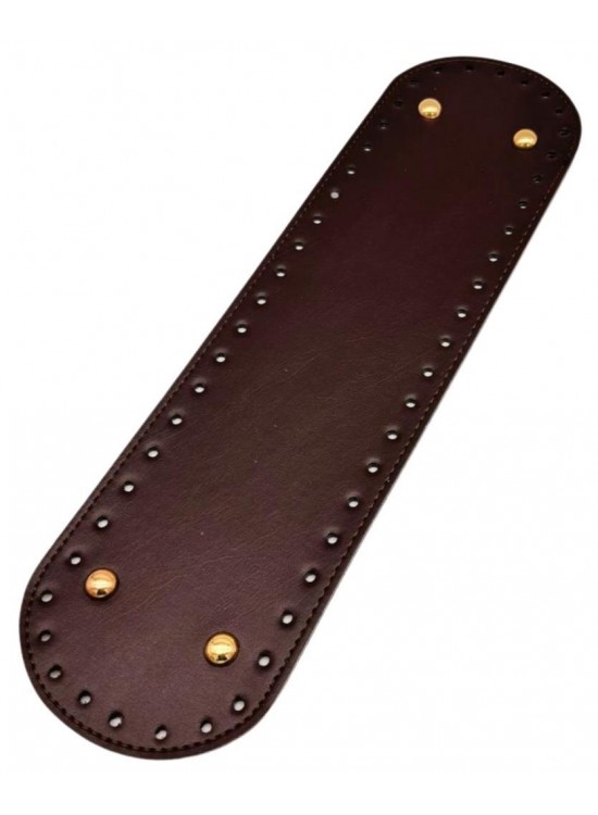 Çanta Aksesuar Suni Deri 37x10 cm Oval Çanta Tabanı Koyu Kahve Renk Light Gold Aparatlı