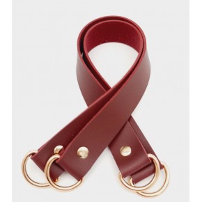 Çanta Aksesuar Suni Deri 38x2.5 cm Bordo Renk Çift Çanta Sapı Light Gold Metalli