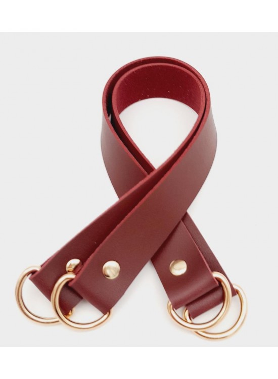 Çanta Aksesuar Suni Deri 38x2.5 cm Bordo Renk Çift Çanta Sapı Light Gold Metalli