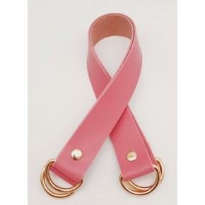 Çanta Aksesuar Suni Deri 38x2.5 cm Fuşya Renk Çift Çanta Sapı Light Gold Metalli