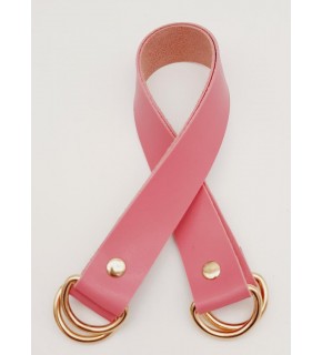 Çanta Aksesuar Suni Deri 38x2.5 cm Fuşya Renk Çift Çanta Sapı Light Gold Metalli