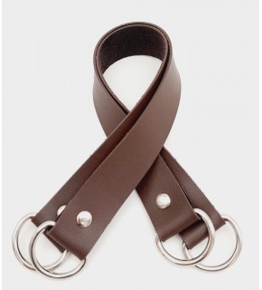 Çanta Aksesuar Suni Deri 38x2.5 cm Kahverengi Çift Çanta Sapı Gümüş Metalli