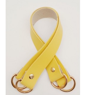 Çanta Aksesuar Suni Deri 38x2.5 cm Sarı Renk Çift Çanta Sapı Light Gold Metalli