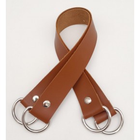 Çanta Aksesuar Suni Deri 38x2.5 cm Taba Renk Çift Çanta Sapı Gümüş Metalli