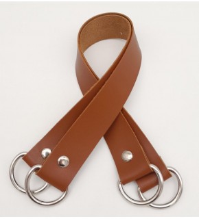 Çanta Aksesuar Suni Deri 38x2.5 cm Taba Renk Çift Çanta Sapı Gümüş Metalli