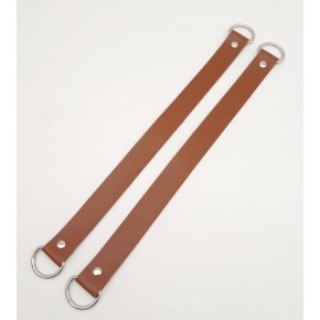 Çanta Aksesuar Suni Deri 38x2.5 cm Taba Renk Çift Çanta Sapı Gümüş Metalli