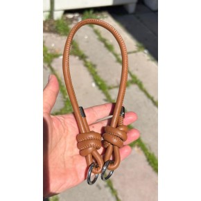 Çanta Aksesuar Suni Deri 45 Cm Düğüm Model Çanta Sapı Taba Gümüş Metal