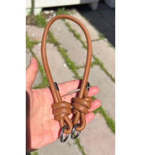 Çanta Aksesuar Suni Deri 45 Cm Düğüm Model Çanta Sapı Taba Gümüş Metal