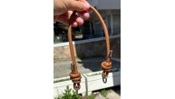 Çanta Aksesuar Suni Deri 45 Cm Düğüm Model Çanta Sapı Taba Gümüş Metal