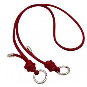 Çanta Aksesuar Suni Deri 5 mm Düğüm Model Tek Çanta Sapı 85 Cm (Kırmızı Renk Gümüş Metal)