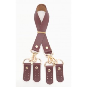 Çanta Aksesuar Suni Deri 55 Cm Misu Model Çift Sap Bordo Renk Light Gold Metal