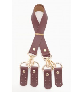 Çanta Aksesuar Suni Deri 55 Cm Misu Model Çift Sap Bordo Renk Light Gold Metal