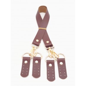 Çanta Aksesuar Suni Deri 55 Cm Misu Model Çift Sap Bordo Renk Light Gold Metal