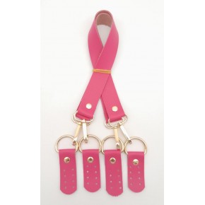 Çanta Aksesuar Suni Deri 55 Cm Misu Model Çift Sap Fuşya Renk Light Gold Metal