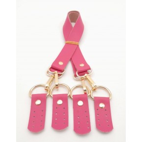 Çanta Aksesuar Suni Deri 55 Cm Misu Model Çift Sap Fuşya Renk Light Gold Metal