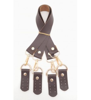 Çanta Aksesuar Suni Deri 55 Cm Misu Model Çift Sap Kahverengi Light Gold Metal