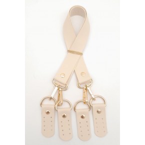 Çanta Aksesuar Suni Deri 55 Cm Misu Model Çift Sap Krem Renk Light Gold Metal