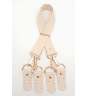 Çanta Aksesuar Suni Deri 55 Cm Misu Model Çift Sap Krem Renk Light Gold Metal