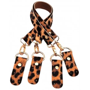 Çanta Aksesuar Suni Deri 55 Cm Misu Model Çift Sap Leopar Renk Light Gold Metal